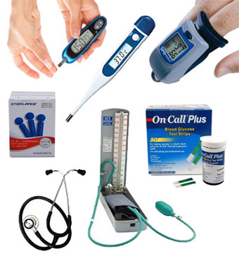 digital glucometer - blood strips - bp monitor system - Stethoscope